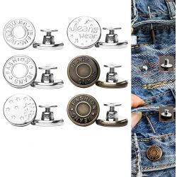 Pants Extender Button, Celendi 6 Style Jeans Waistband Extend or Reduce Button No Sew Metal Collar Button Pregnancy Pant Extenders Elastic Spring Buttons for Jeans, Collars, Cuffs - US Shipping