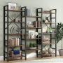 Tribesigns Triple Wide 5-Shelf Bookcase, Etagere Large Open Bookshelf Vintage Industrial Style Shelves Wood and Metal bookcases Furniture for Home & Office (Retro Brown) Tribesigns Triple Wide 5-Shelf Bookcase, Etagere Large Open Bookshelf Vintage Industrial Style Shelves Wood and Metal bookcases Furniture for Home & Office (Retro Brown)
