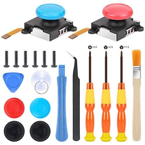 abcGoodefg 3D Joycon Joystick Replacement, Analog Left/Right Joystick Thumb Stick Caps Joycon Button Replacement Repair Kit for Nintendo Switch Controller