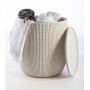 Keter Urban Knit Pouf Ottoman Set of 2 with Storage Table for Patio and Room Décor-Perfect for Balcony, Deck, and Outdoor Seating, Cream & Taupe