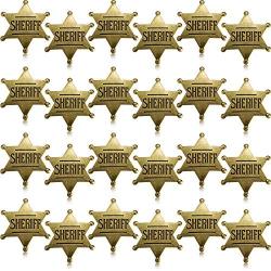 WILLBOND 24 Pieces Metal Sheriff Badge Bronze Western Cowboy Badge Deputy Sheriffs Toy Badges for Halloween and Party Favors Costume Prop(24 Pieces)