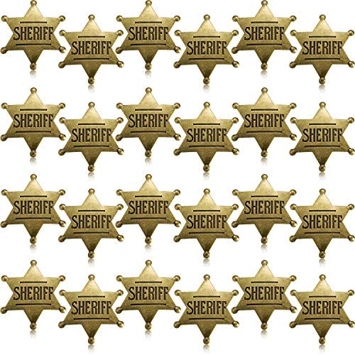WILLBOND 24 Pieces Metal Sheriff Badge Bronze Western Cowboy Badge Deputy Sheriffs Toy Badges for Halloween and Party Favors Costume Prop(24 Pieces) WILLBOND 24 Pieces Metal Sheriff Badge Bronze Western Cowboy Badge Deputy Sheriffs Toy Badges for Halloween and Party Favors Costume Prop(24 Pieces)