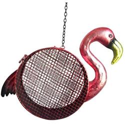 Comfy Hour 13'' Metal Art Hanging Flamingo Bird Feeder, Pink Birdfeeder, Total Height 13'' Including Chain