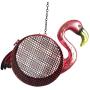 Comfy Hour 13'' Metal Art Hanging Flamingo Bird Feeder, Pink Birdfeeder, Total Height 13'' Including Chain