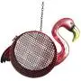 Comfy Hour 13'' Metal Art Hanging Flamingo Bird Feeder, Pink Birdfeeder, Total Height 13'' Including Chain