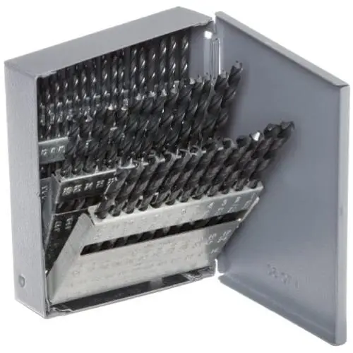 Chicago Latrobe 57716 150 Series High-Speed Steel Jobber Length Drill Bit Set with Metal Case, Black Oxide Finish, 118 Degree Conventional Point, Wire Size, 60-piece, #60 - #1 Chicago Latrobe 57716 150 Series High-Speed Steel Jobber Length Drill Bit Set with Metal Case, Black Oxide Finish, 118 Degree Conventional Point, Wire Size, 60-piece, #60 - #1