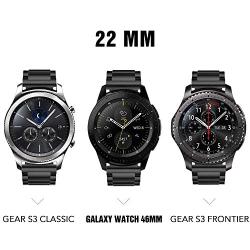 Gear S3 Frontier Band XL/Large, Oitom Premium Solid Stainless Steel Watch Bands Link Bracelet Strap for Samsung Gear S3 Classic Gear S3 Frontier Galaxy Watch 46mm Smart Watch Fitness Black