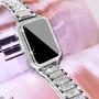 Mosonio Compatible with Apple Watch Band 38mm 40mm 42mm 44mm with Case Women, Jewelry Replacement Metal Wristband Strap with 2 Pack Bling PC Protective Cover for iWatch Series 6/5/4/3/2/1(Silver)