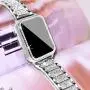 Mosonio Compatible with Apple Watch Band 38mm 40mm 42mm 44mm with Case Women, Jewelry Replacement Metal Wristband Strap with 2 Pack Bling PC Protective Cover for iWatch Series 6/5/4/3/2/1(Silver)