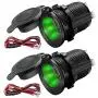 ZHSMS Universal 12V/24V Car Cigarette Lighter Socket Replacement with Green LED for Car Marine Motorcycle ATV RV and More, Waterproof, Pack of 2 ZHSMS Universal 12V/24V Car Cigarette Lighter Socket Replacement with Green LED for Car Marine Motorcycle ATV RV and More, Waterproof, Pack of 2