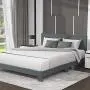Allewie King Size Upholstered Platform Bed Frame with Headboard, Fabric Upholstered Mattress Foundation, Strong Wood Slat Support and Metal Legs, Box Spring Optional, Easy Assembly, Light Grey Allewie King Size Upholstered Platform Bed Frame with Headboard, Fabric Upholstered Mattress Foundation, Strong Wood Slat Support and Metal Legs, Box Spring Optional, Easy Assembly, Light Grey