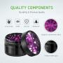 VIVOSUN 2.5'' 4 Pieces Clear Top Lightning Pattern Herb Grinder Aluminium Spice Grinder with Pollen Scraper Purple
