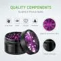 VIVOSUN 2.5'' 4 Pieces Clear Top Lightning Pattern Herb Grinder Aluminium Spice Grinder with Pollen Scraper Purple VIVOSUN 2.5'' 4 Pieces Clear Top Lightning Pattern Herb Grinder Aluminium Spice Grinder with Pollen Scraper Purple