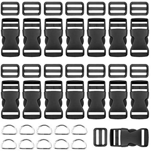 BTNOW Plastic Side Release Buckles 15 Pieces 1 Inch Flat Shape Brand 15 Pieces Tri-Glide Slides for 1 Inch Webbing Strap