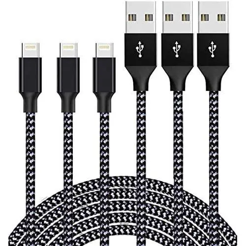 Lightning Cable 3 Pack 6FT iPhone Charger Cable MFi Certified iPhone Charger Fast iPhone Charging Cord USB Nylon Braided Compatible with iPhone 12 Lightning Cable 3 Pack 6FT iPhone Charger Cable MFi Certified iPhone Charger Fast iPhone Charging Cord USB Nylon Braided Compatible with iPhone 12