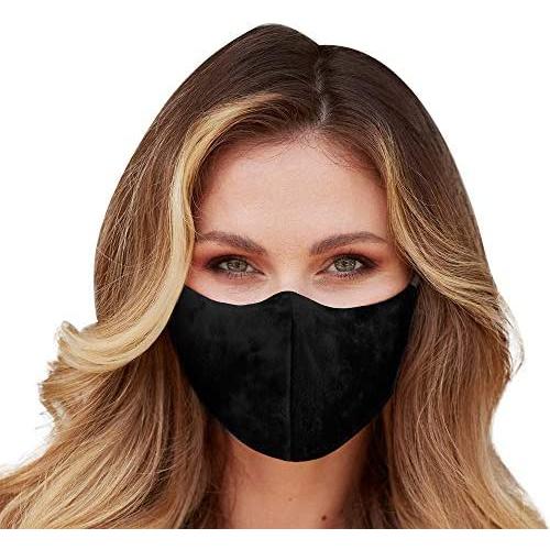 Washable Face Mask with Adjustable Ear Loops & Nose Wire - 3 Layers, 100% Cotton Inner Layer - Cloth Reusable Face Protection with Filter Pocket - Made in USA - (Solid Black)