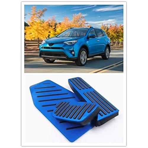 For Toyota RAV4 XA50 2020 Accessories Aluminum Automatic Transmission Non-Slip Metal Rubber Fuel Oil Tank Cap Brake Foot Car Gas Pedal Cover Set Kit 3pcs (Blue)