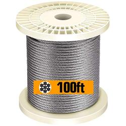 TOYELIU T316-Stainless Steel 1/8 Aircraft Wire Rope for Cable Deck Railing Kit,Non-Magnetic Marine Grade(100ft)