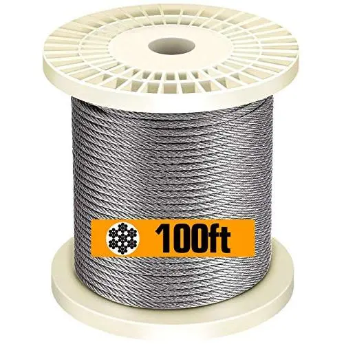 TOYELIU T316-Stainless Steel 1/8 Aircraft Wire Rope for Cable Deck Railing Kit,Non-Magnetic Marine Grade(100ft) TOYELIU T316-Stainless Steel 1/8 Aircraft Wire Rope for Cable Deck Railing Kit,Non-Magnetic Marine Grade(100ft)