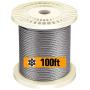 TOYELIU T316-Stainless Steel 1/8 Aircraft Wire Rope for Cable Deck Railing Kit,Non-Magnetic Marine Grade(100ft)