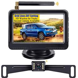 LeeKooLuu F08 HD Digital Wireless Backup Camera and 4.3 Monitor System for Cars/Trucks/ATVs/SUVs/UTVs/Can-Am IP69 Waterproof 8 LED Light Night Vision Rear/Front View with Grid Lines DIY Setting