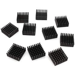 DGZZI 10PCS Black Aluminum Heatsink 25x25x10mm Square CPU Heat Sinks Cooling Cooler Fin with 10PCS 3M Silicone Based Thermal Pad