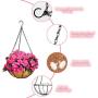 ZeeDix Metal Hanging Basket with Coconut Coir Liner- Coconut Coir Liner with Black Chain for Porch Pots Hanger, Indoor Outdoor Plant Flower Pot, Garden Decorations (12in)