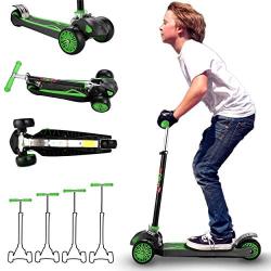 MOBIUS Toys Scooter for Kids, Maxi Foldable Kick Scooter Deluxe, Handlebars adjustability from Age 5-12, Surface-Safety Balance Technology, 2'' Width x 3 Wheels