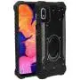 Compatible with Samsung Galaxy A10e SM-A102 - Aluminum Metal Hybrid Phone Case with Stand - ZY0 Black