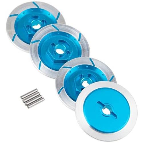 4PCS Alloy Metal Wheel Rim Brake Disc Hex 12mm Diameter 32mm for HSP 1:10 RC Car Truck Redcat Himoto Racing Spare Parts, Cojoys (Blue)