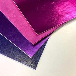 Purple Leather Skin Hide Sheets: 4 Purple Scrap Leather Pieces Leather Sheets for Craft 5x5 Inches / 12x12 Centimeters