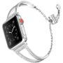 Secbolt Bling Bands Compatible with Apple Watch Band 38mm 40mm iWatch SE Series 6/5/4/3/2/1, Women Dressy Metal Jewelry Bracelet Bangle Wristband Stainless Steel, Silver