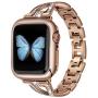 JSGJMY Bling Bands Compatible with Apple Watch Band 38mm 40mm 42mm 44mm Series 5/4/3/2/1 Women Diamond Rhinestone X-Link Metal Jewelry Bracelet(Bronze Gold, 42mm/44mm)