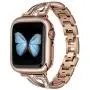 JSGJMY Bling Bands Compatible with Apple Watch Band 38mm 40mm 42mm 44mm Series 5/4/3/2/1 Women Diamond Rhinestone X-Link Metal Jewelry Bracelet(Bronze Gold, 42mm/44mm)
