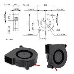 WINSINN 50mm Blower Fan 12V 5015 Hydraulic Bearing 50x15mm Turbine Turbo - High Speed (Pack of 4Pcs)