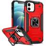 Charlam Compatible with iPhone 12 Pro Max Case 6.7'' 2020 for Women Men, Sleek Durable Dual Layer Shock Absorption Case Cover with Metal Ring Kickstand, Red