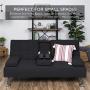 Best Choice Products Linen Upholstered Modern Convertible Folding Futon Sofa Bed w/Removable Armrests, Metal Legs, 2 Cupholders - Black