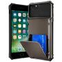 VEGO Compatible for iPhone SE 2nd Generation Case, iPhone 6 6s 7 8 Case, Wallet Card Holder Dual Layer Slot Hidden Flip Back Pocket Hybrid Hard Shell Back Rubber Bumper Cover Case 4.7 inch, Gun Metal