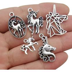 WOCRAFT 50pcs Craft Supplies Antique Silver Animals Unicorn Charms for Jewelry Making Crafting Findings Accessory for DIY Necklace Bracelet (M314)