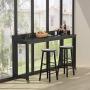 Tribesigns Overbed Table with Wheels, Unadjustable Queen Size Mobile Desk with Heavy-Duty Metal Legs, Height Cant Adjust (Black)