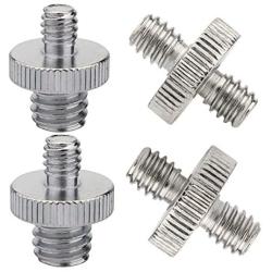 Pack of 4, 1/4 to 1/4 External Thread, 1/4 to 3/8 External Thread Screw Adapter, Double-Ended Stud, Used for Camera cage Monitoring LED Microphone, Tripod Screw Adapter.