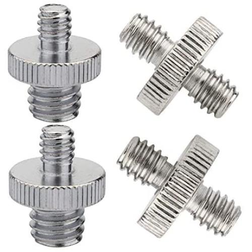 Pack of 4, 1/4 to 1/4 External Thread, 1/4 to 3/8 External Thread Screw Adapter, Double-Ended Stud, Used for Camera cage Monitoring LED Microphone, Tripod Screw Adapter.