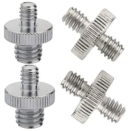 Pack of 4, 1/4 to 1/4 External Thread, 1/4 to 3/8 External Thread Screw Adapter, Double-Ended Stud, Used for Camera cage Monitoring LED Microphone, Tripod Screw Adapter.