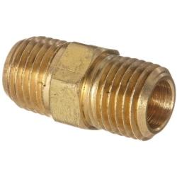 Anderson Metals 56122 Brass Pipe Fitting, Hex Nipple, 1/4'' x 1/4'' NPT Male Pipe