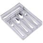 Flatware Organizers 5 Compartments, Metal Mesh Kitchen Utensil Drawer Cutlery Tray with 4 Foam Feet, Silver