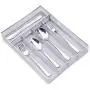Flatware Organizers 5 Compartments, Metal Mesh Kitchen Utensil Drawer Cutlery Tray with 4 Foam Feet, Silver Flatware Organizers 5 Compartments, Metal Mesh Kitchen Utensil Drawer Cutlery Tray with 4 Foam Feet, Silver