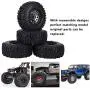 4pcs RC Hub Wheel Rim and Tires, Universal 2.2 Inch Metal Wheel Hub Crawler Rubber Tire RC Car Accessory (Titanium)