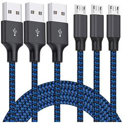 Micro USB Cable, 3Pack 10FT Android Charger Cable Long Nylon Braided Sync and Fast Charging Cord Compatible with Samsung Galaxy S7 S6 Edge, Kindle, Android Smartphones, Tablets and More