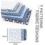 Cotton Craft Fabric Bundle Patchwork Squares Quilting Sewing DIY Face Cloth Mask Cover Scrapbooking Artcraft Different Pattern 7 Pieces/Pack w/10 x Face Cover Metal Wire/6M Mask Elastic Rope Blue