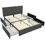 Amolife Upholstered Faux Linen Platform Bed with Storage Drawers / Platform Bed Frame with Adjustable Headboard and Wooden Slats Support / Button Tufted Mattress Foundation with Storage, Dark Grey Amolife Upholstered Faux Linen Platform Bed with Storage Drawers / Platform Bed Frame with Adjustable Headboard and Wooden Slats Support / Button Tufted Mattress Foundation with Storage, Dark Grey